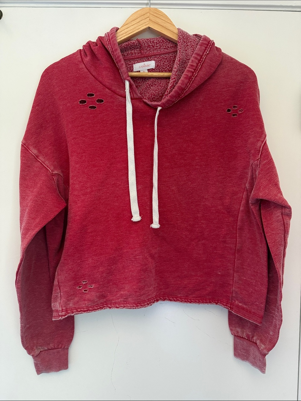 Colsie Women's Washed Red Hoodie Sweatshirt